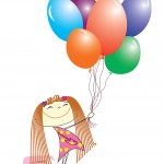 Smiling Girl with Balloons